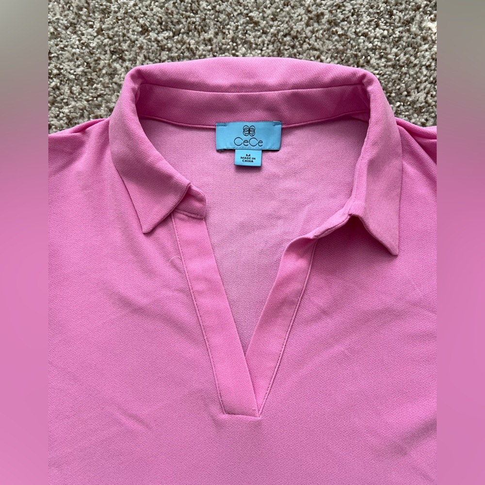 CeCe Pink Puff Sleeve Top - Picture 3 of 7